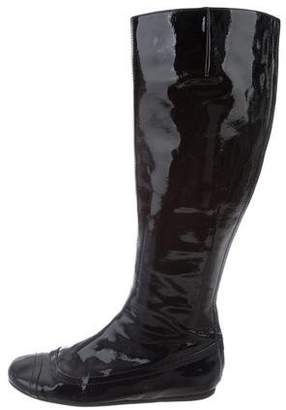 Lanvin Patent Leather Round-Toe Boots