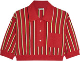 Thumbnail for your product : Miu Miu Cropped striped metallic knitted top