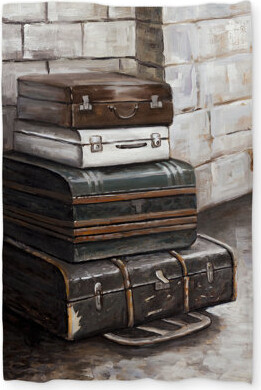Begin Edition International Inc. Four Old Traveling Suitcases - Office Brown Duvet Cover Decor