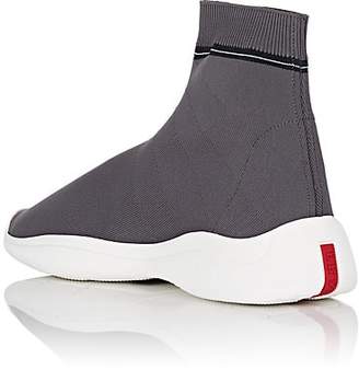 Prada Men's Logo Knit Sock Sneakers - Gray