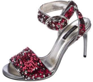 Dolce & Gabbana Sequin Ankle-Strap Sandals