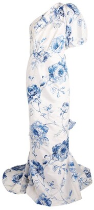 Marchesa One-Shoulder Floral Gown