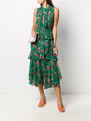 MISA Floral-Print Tiered Dress