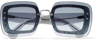 Miu Miu Square-frame Glittered Acetate Sunglasses