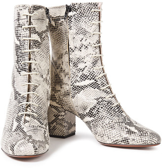 ALEXACHUNG Lace-up Snake-effect Leather Ankle Boots