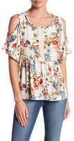 Thumbnail for your product : Bobeau Peplum Floral Cold Shoulder Shirt