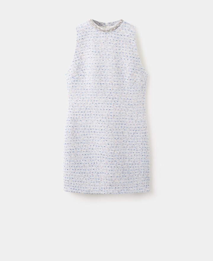 MANGO Women's Rhinestone Collar Tweed Dress