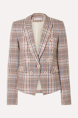 Veronica Beard Diego Dickey Double-breasted Houndstooth Cotton-blend Blazer - Brown