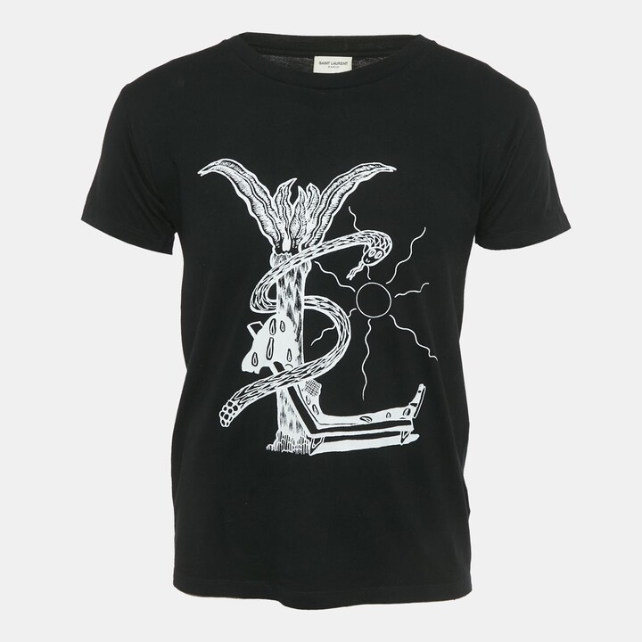 Saint Laurent Black Printed Jersey Crewneck T-Shirt XS