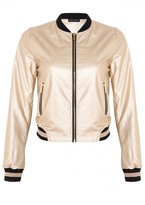 Thumbnail for your product : Missy Empire Mila Gold Metallic Faux Leather Bomber Jacket