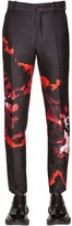 Thumbnail for your product : Alexander McQueen 17cm Floral Print Wool & Silk Pants