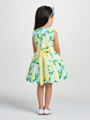 Oscar de la Renta Painted Lemons Cotton Party Dress