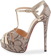 Thumbnail for your product : Christian Louboutin Glennalta Glitter T-Strap 150mm Red Sole Sandal