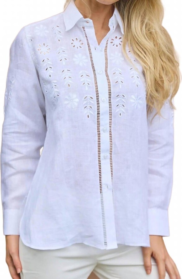 Bella Tu Aster Embroidered Shirt In White