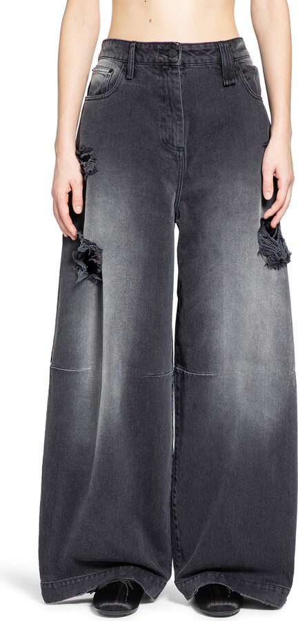 Simone Rocha Distressed Wide Leg Puddle Jeans