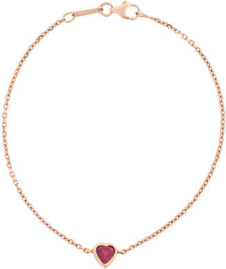 Anita Ko 18kt gold ruby heart chain bracelet