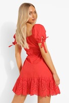 Thumbnail for your product : boohoo Broderie Anglaise Plunge Skater Dress