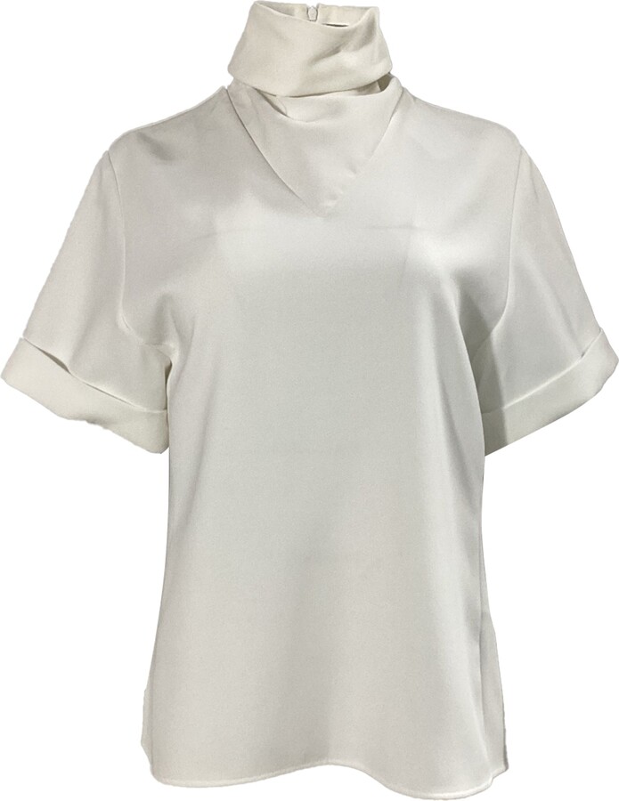 Ellery Hopper Cowl Blouse in White Polyester