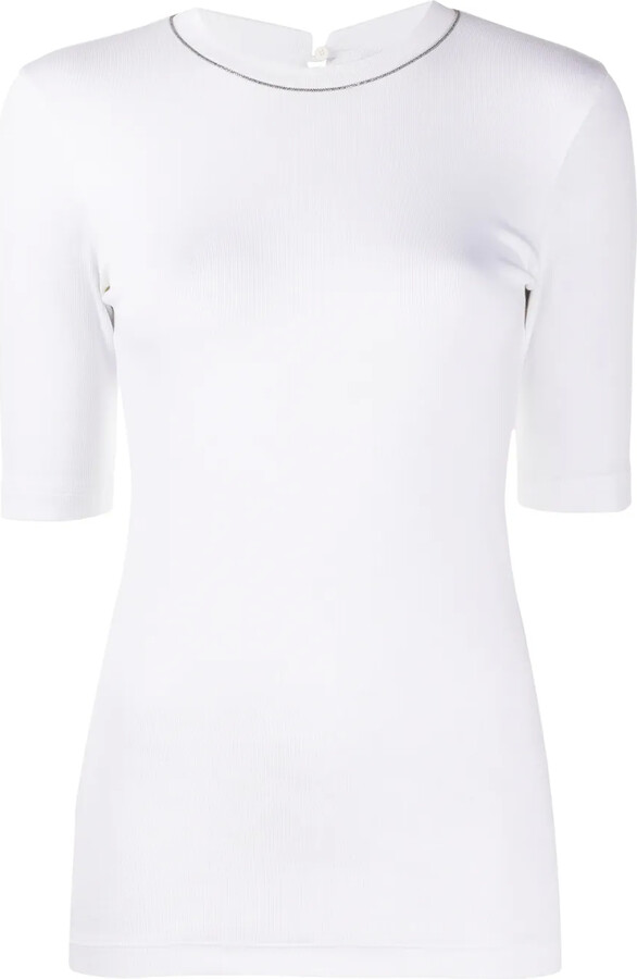 Brunello Cucinelli Monili-Embellished Knit Top