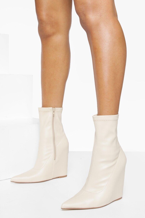 boohoo Pointed Toe Wedge Ankle Boots - ShopStyle