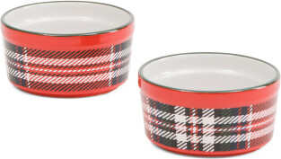 TJMAXX 2Pk Tartan Cardinal Ramekin Set