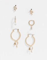 Thumbnail for your product : Aldo Sylithh snake earrings 3x multipack in gold