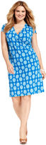 Thumbnail for your product : Jones New York Signature Plus Size Cap-Sleeve Printed Faux-Wrap Dress