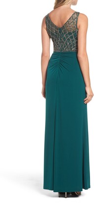 Adrianna Papell Beaded Bodice Column Gown