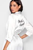 Thumbnail for your product : boohoo Brides Squad Satin Robe