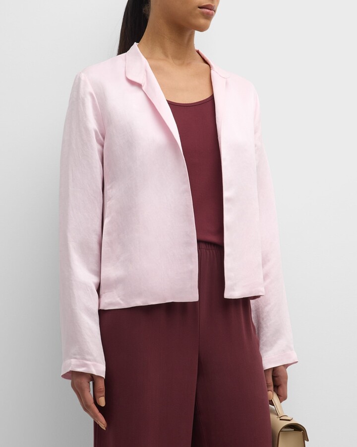 Eileen Fisher Open-Front Organic Linen-Silk Jacket - ShopStyle