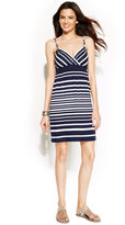 Thumbnail for your product : INC International Concepts Petite Spaghetti-Strap Striped Dress