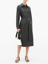 Thumbnail for your product : Tibi Belted Faux-leather Shirt Dress - Black