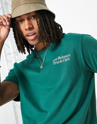 New Balance Track Club back print T-shirt in green - ShopStyle