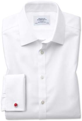 Charles Tyrwhitt Classic Fit Non-Iron Square Weave White Cotton Dress Shirt Single Cuff Size 15/34