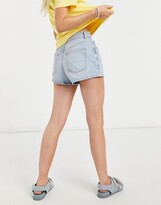 Thumbnail for your product : ASOS Petite DESIGN Petite denim high rise '80s' mom shorts in lightwash