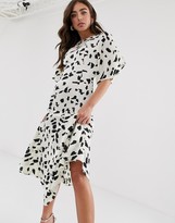 Thumbnail for your product : NEVER FULLY DRESSED cap sleeve midaxi dress in multi brush stroke
