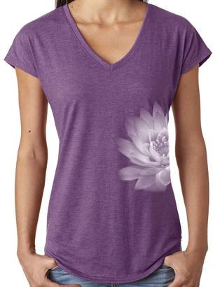 Yoga Clothing For You Ladies Lotus Flower V-Neck Tee, 2XL (Side Print)