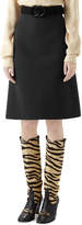 Thumbnail for your product : Gucci Knee Length Cady Crepe Skirt w/ GG Belt
