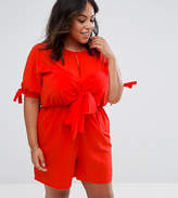 Thumbnail for your product : ASOS Curve Smock Playsuit With Tie Front