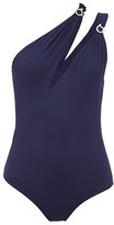 Thumbnail for your product : Marios Schwab Double Boa One-shoulder Swimsuit - Navy