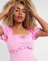 Thumbnail for your product : Topshop mini dress with puffed sleeves in pink