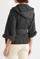 Thumbnail for your product : Brunello Cucinelli Hooded Belted Ribbed Cashmere Cardigan - Gray