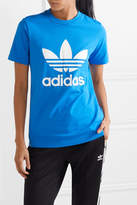 Thumbnail for your product : adidas Trefoil Printed Stretch-cotton Jersey T-shirt - Bright blue