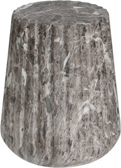 Charming Outdoor Cleme Carved Side Table with Lightweight Concrete and Multi-Functional Design for Indoor and Outdoor Use