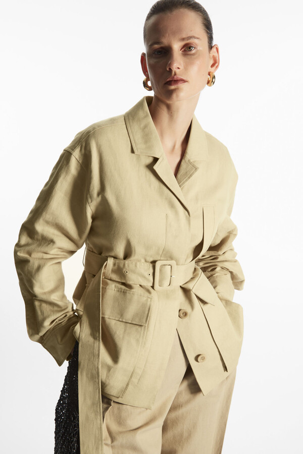 COS Belted Linen Utility Jacket - ShopStyle