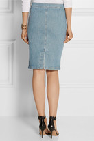 Thumbnail for your product : Frame Denim Le High distressed stretch-denim pencil skirt