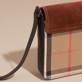 Burberry The Small Satchel in English Suede and House Check