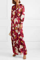 Thumbnail for your product : Alice + Olivia Crogan Floral-print Hammered Silk-satin Blouse