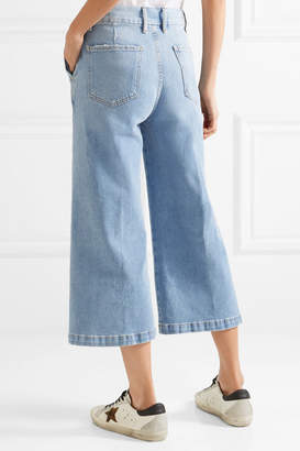Frame Twisted Cropped High-rise Wide-leg Jeans - Light denim