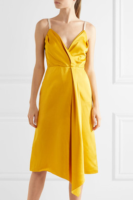 Victoria Beckham Draped Silk-blend Satin Dress - Yellow